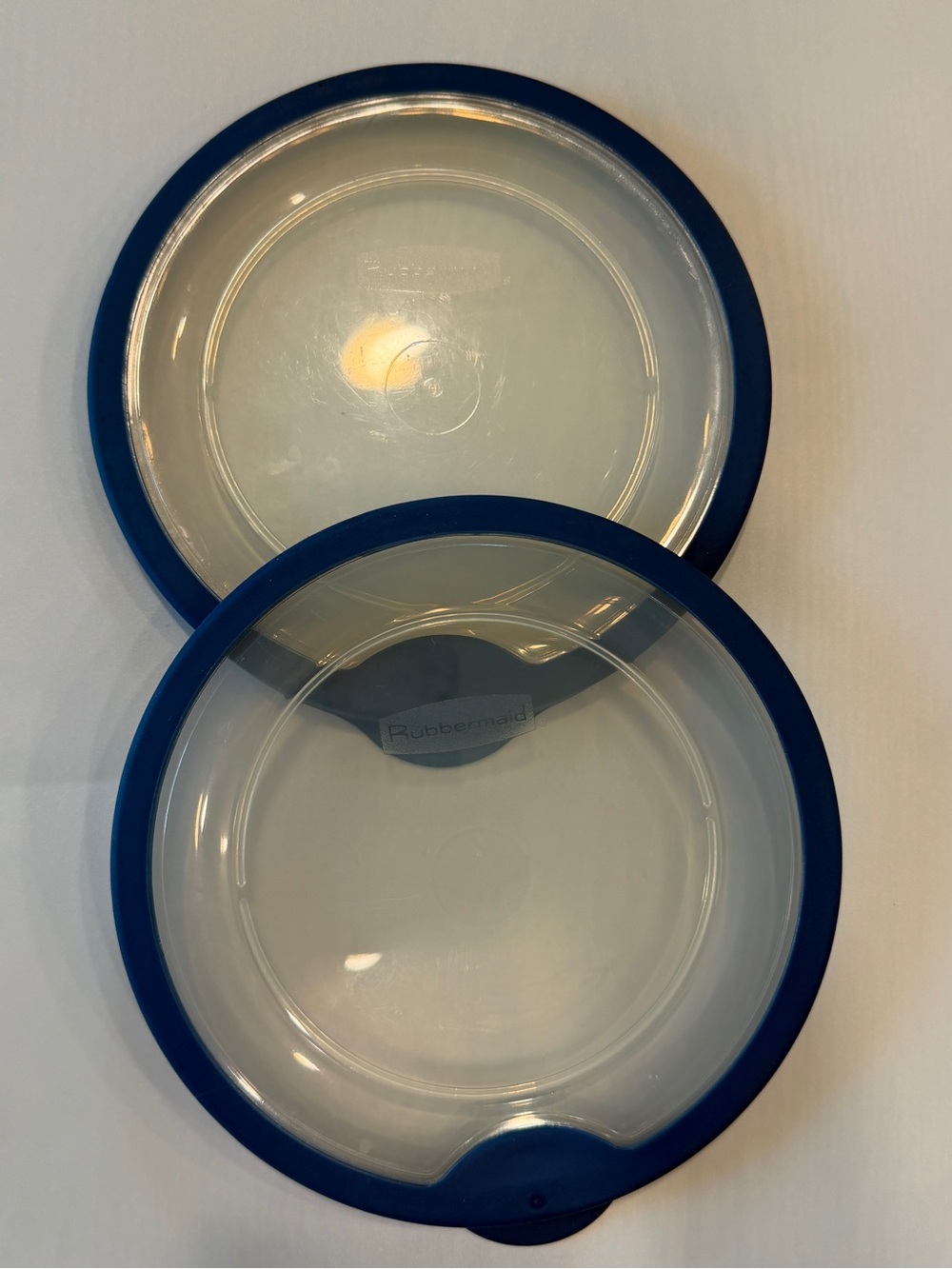 2 Rubbermaid Round Replacement Lids ~ 515J Blue & Clear 5.5”
